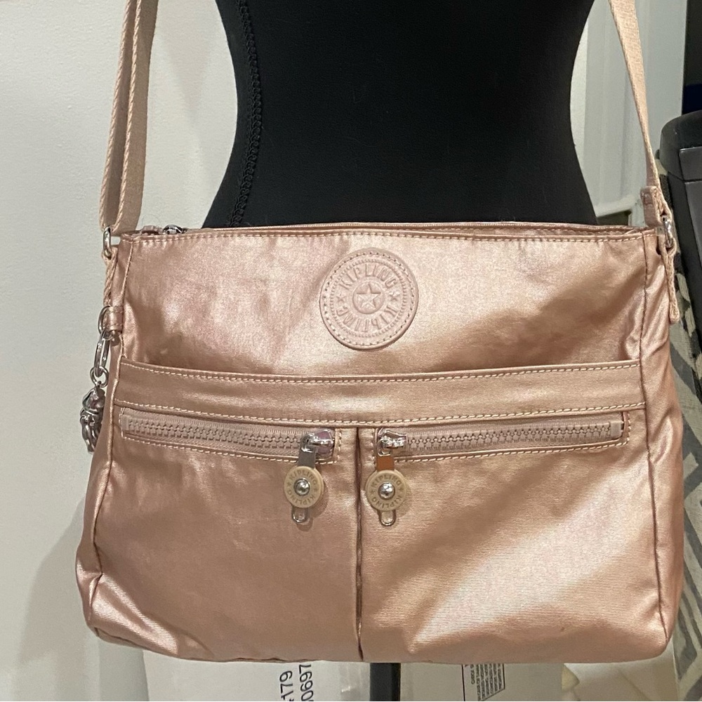 Kipling metallic rose gold bag